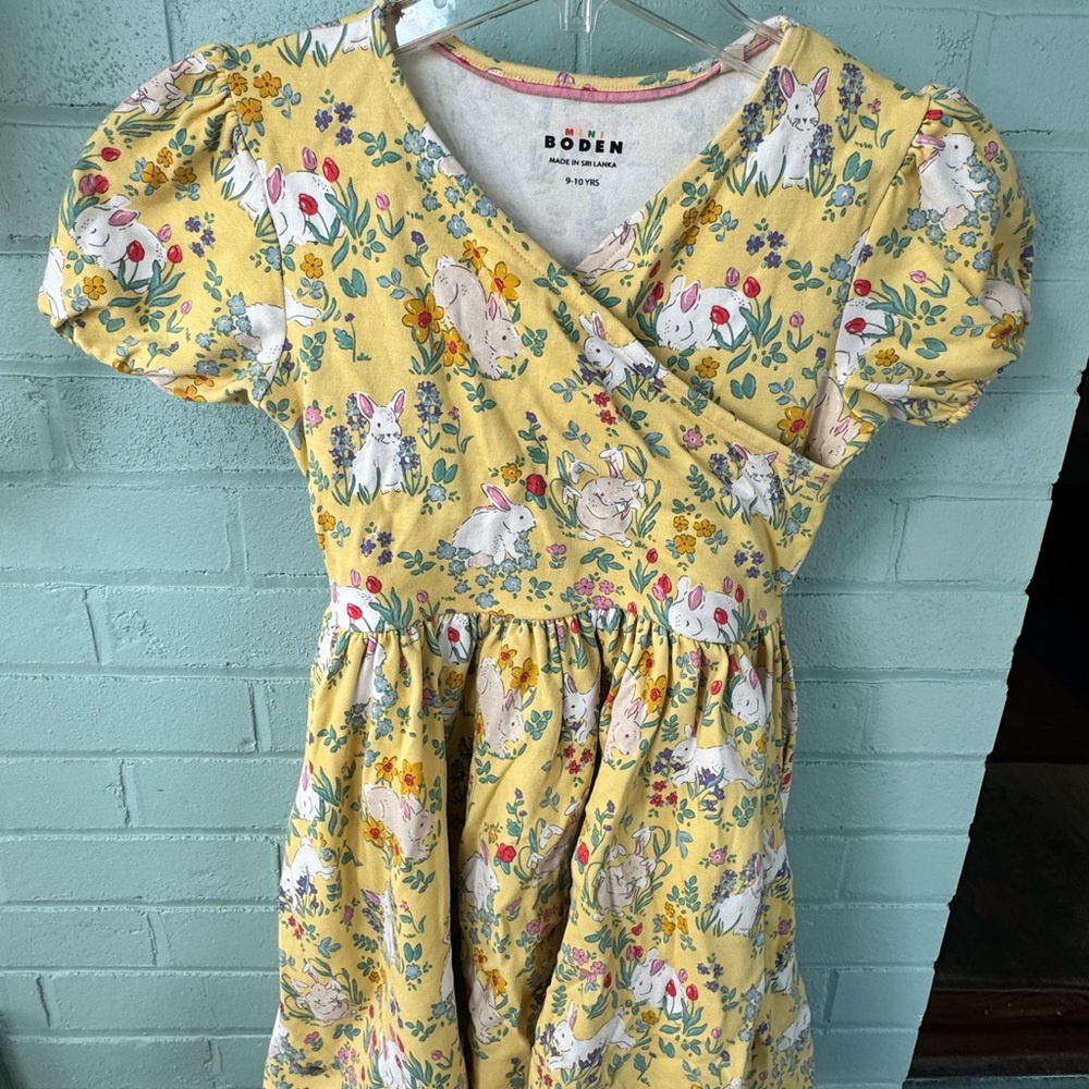 Mini Boden Yellow Bunny Floral Dress